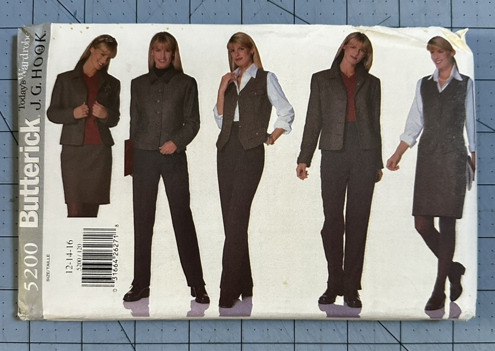 UNCUT 5200 Butterick Sewing Pattern Jacket Vest Skirt Pants Sizes 12 14 16